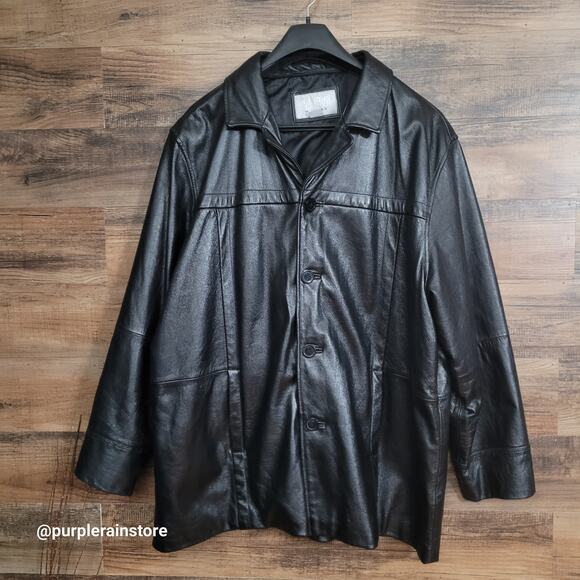 Vtg Wilsons M Julian Pebbled Leather Car Coat Blazer Coat Jacket 2X Y2K 90's - Picture 1 of 13